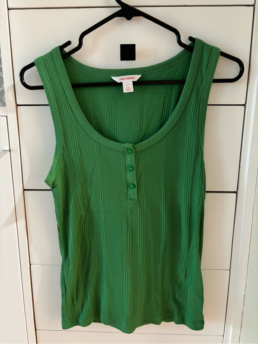 Joe Fresh Kelly Green Ribbed Button-Front Tank